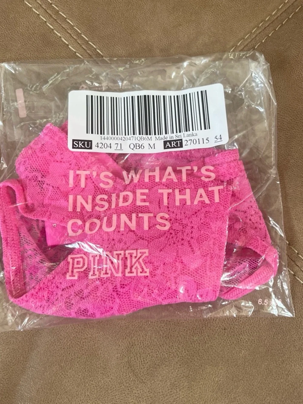 PINK Victoria's Secret Hot Pink Lace Thong Panty